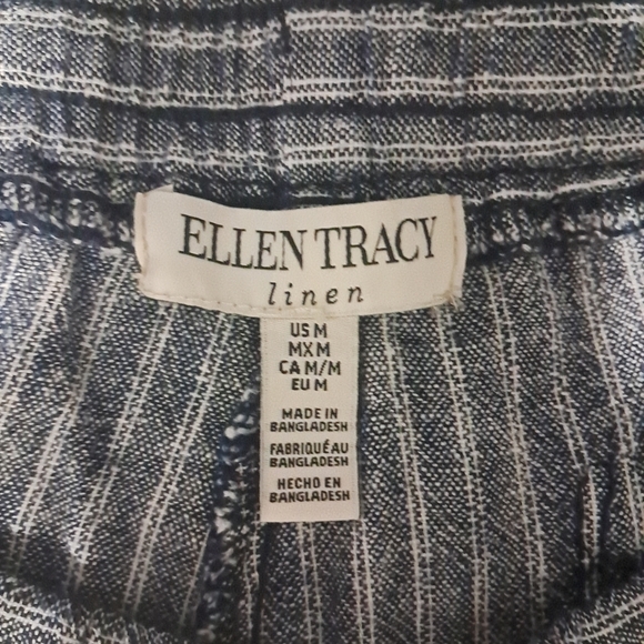 Ellen Tracy Women's Pants Size M Linen and Rayon Blend Striped. - Picture 3 of 11